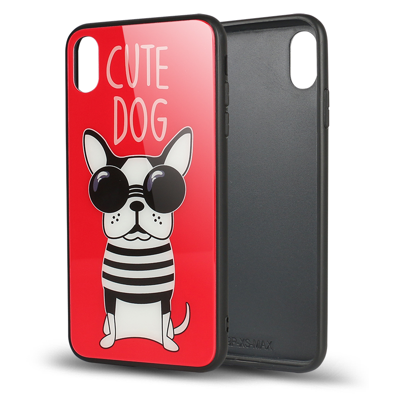 iPHONE Xs Max Design Tempered Glass Hybrid Case (Cute Dog)